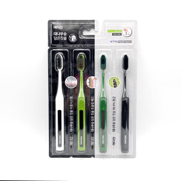 MEDIAN Bamboo Charcoal Micro Bristles Toothbrush 4EA Set