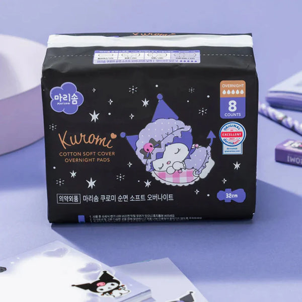 Marisom Kuromi Cotton Soft Overnight Pads 32cm 8pcs