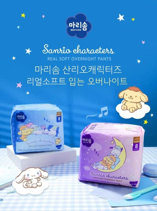 Marisom x Sanrio Characters Real Soft Sanitary Pads Overnight Diapers Size M 8pcs